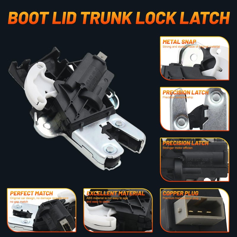 Geloo 4F5827505D 4F5 827 505 D Rear Trunk Lock Latch Actuator Replacement for VW Passat B7 EOS CC A6 C6 A4 A5 A8 Seat EXEO Jetta Boot Lid Trunk Latch 4F5827505 A B C - Image 3